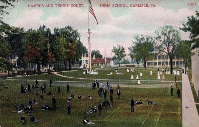 <i>Campus and Tennis Court, India School ,Carlisle, Pa.</i> image. Click for full size.