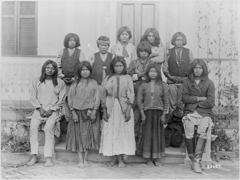 <i>Chiracahua Apaches Arriving at the Carlisle Indian School</i> image. Click for full size.