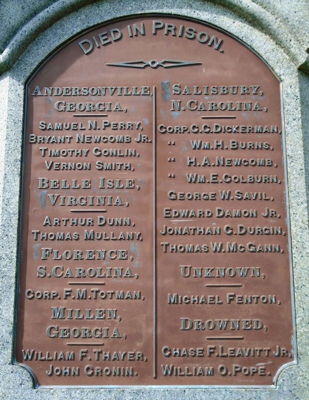 Civil War Memorial Died in Prison Honored Dead image. Click for full size.