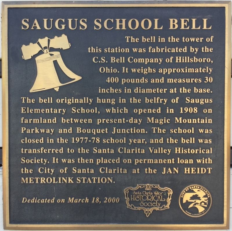 Saugus School Bell Marker. Click for full size. Saugus School Bell Marker image. Click for full size.