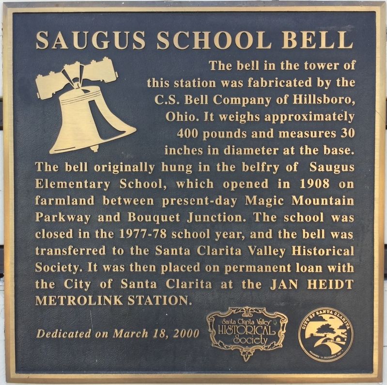 Saugus School Bell Marker image. Click for full size.