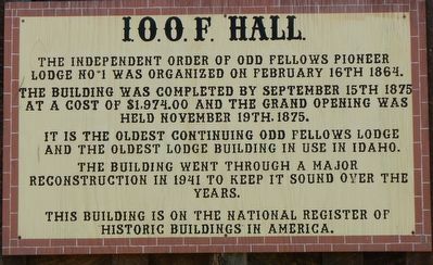 I.O.O.F. Hall Marker image. Click for full size.
