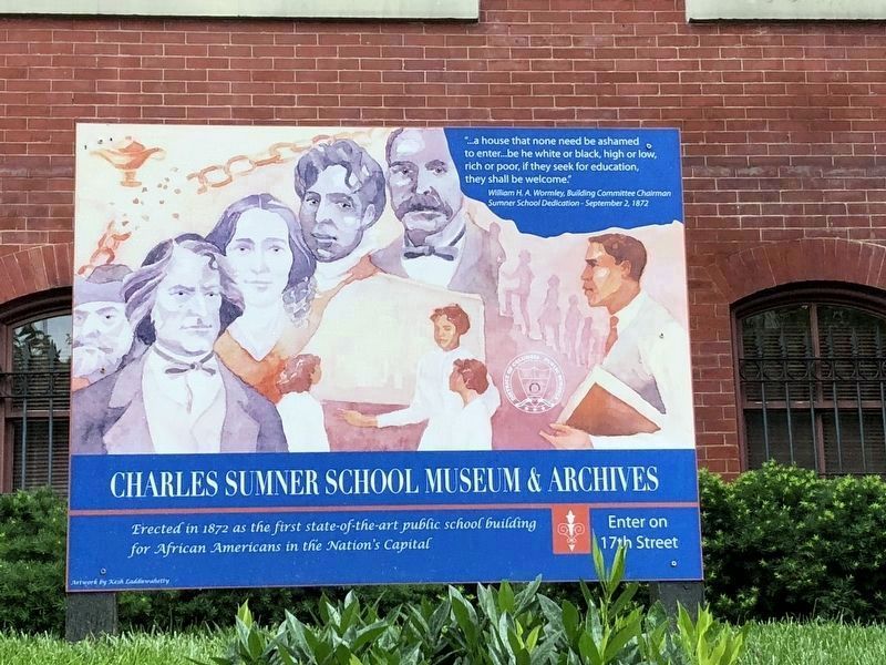 Sign on the grounds of the Charles Sumner School Museum & Archives image. Click for full size.