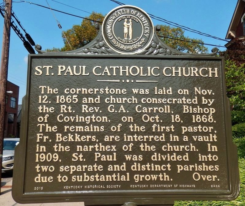 St. Paul Catholic Church Marker (<i>side one</i>) image. Click for full size.