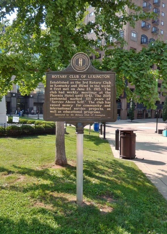 Rotary Club of Lexington / Phoenix Hotel Marker (<i>tall view</i>). Click for full size. Rotary Club of Lexington / Phoenix Hotel Marker (<i>tall view</i>) image. Click for full size.