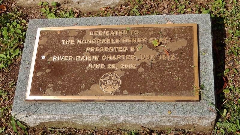 United States Daughters of 1812 Dedication Plaque, 2002, (<i>on ground, directly below maker</i>) image. Click for full size.