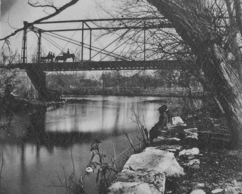 Marker detail: San Antonio River at Houston Street, c. 1870 image. Click for full size.