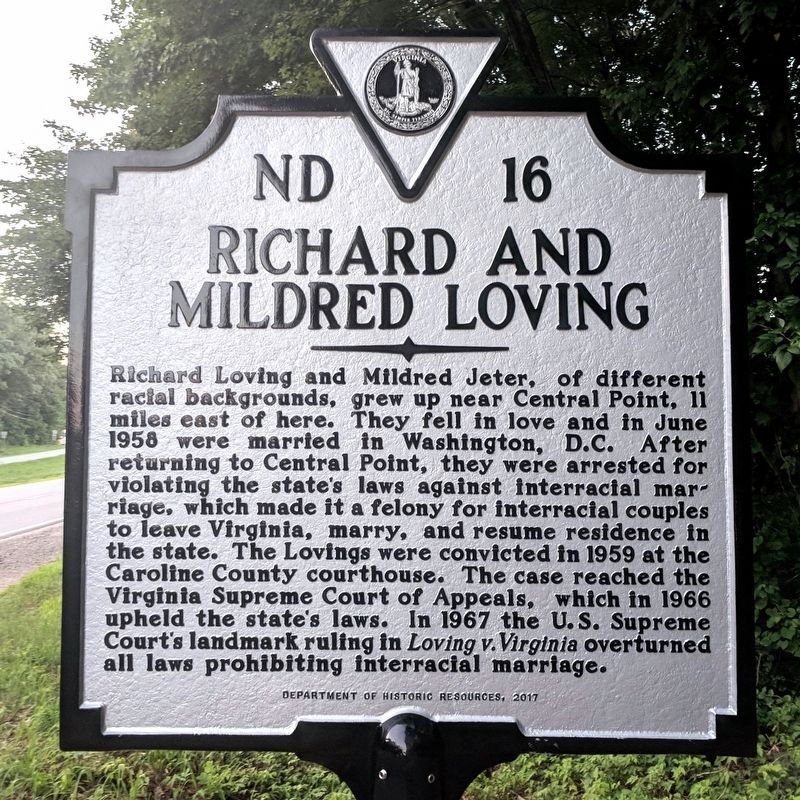 Richard and Mildred Loving Marker image. Click for full size.