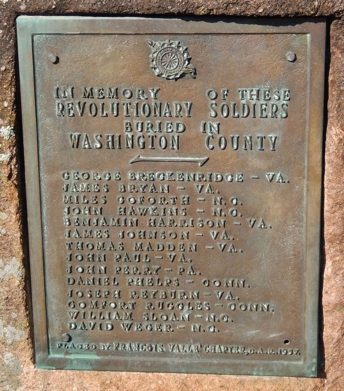 In Memory of Revolutionary Soldiers Buried in Washington County Marker image. Click for full size.