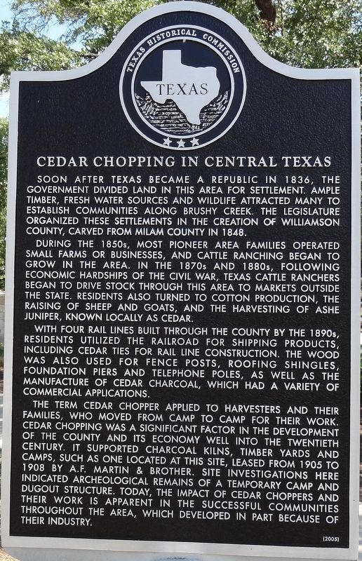 Cedar Chopping in Central Texas Marker image. Click for full size.