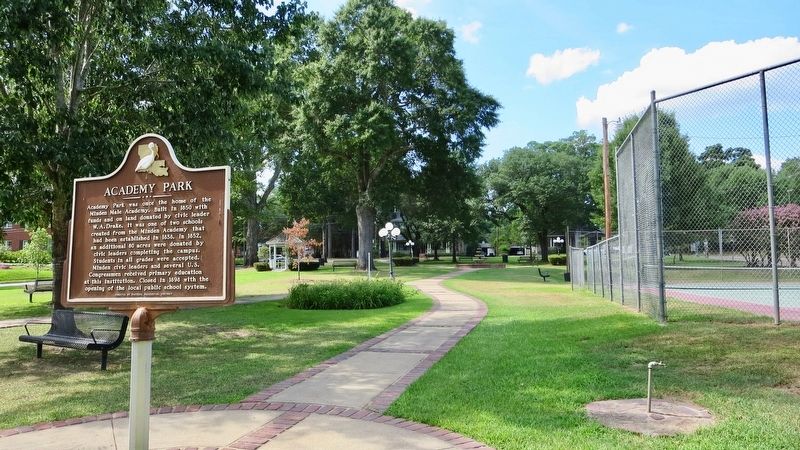 Academy Park and marker. image. Click for full size.