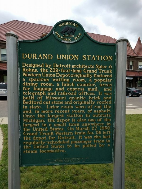 Durand Union Station Marker — Side 2 image. Click for full size.
