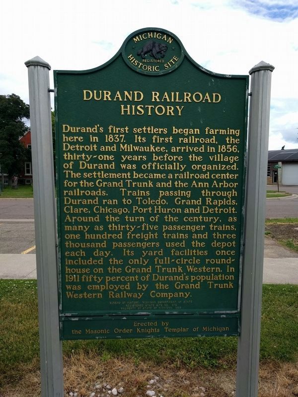 Durand Railroad History / The Knights Templar Special Marker image. Click for full size.