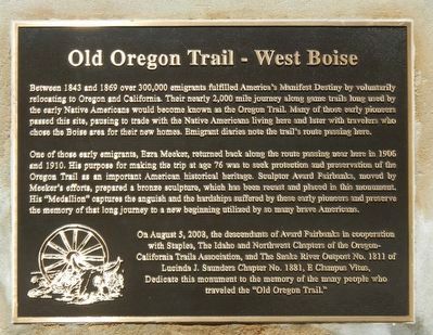 Old Oregon Trail - West Boise Marker image. Click for full size.