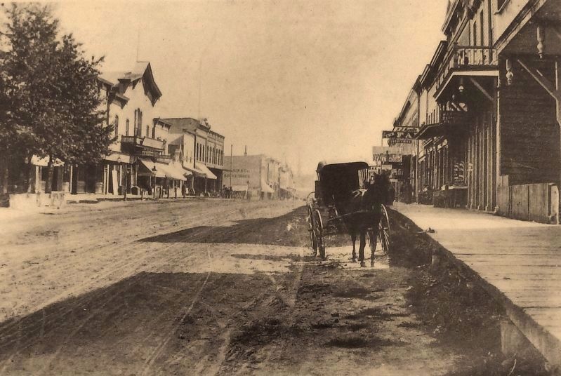 Marker detail: Looking east on Phoenix Street from Kalamazoo Street c. 1898 image. Click for full size.
