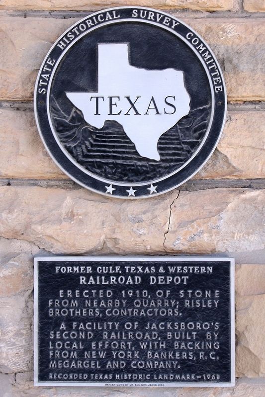 Former Gulf, Texas & Western Railroad Depot Marker image. Click for full size.