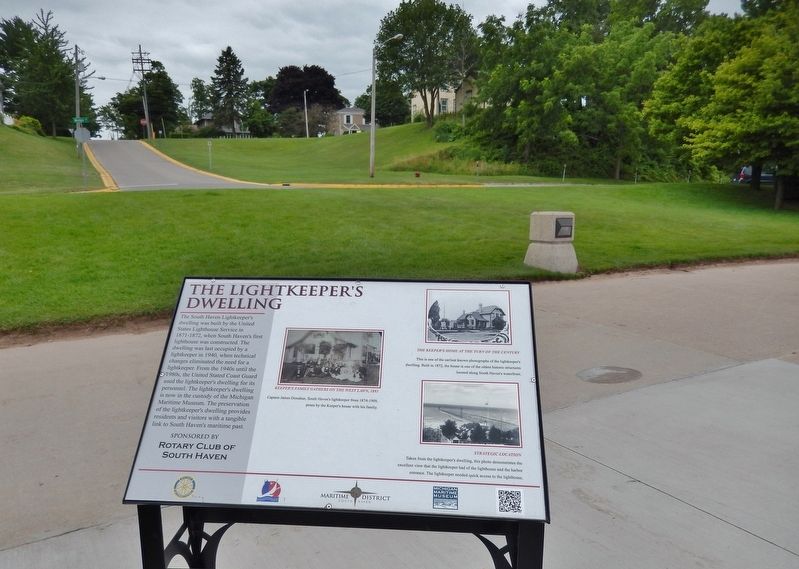 The Lightkeeper's Dwelling Marker (<i>wide view; looking up St. Joseph Street to Keeper's House</i>) image. Click for full size.