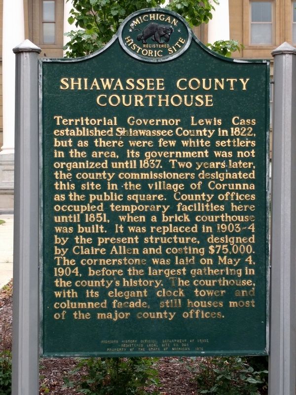 Shiawassee County Courthouse Marker image. Click for full size.