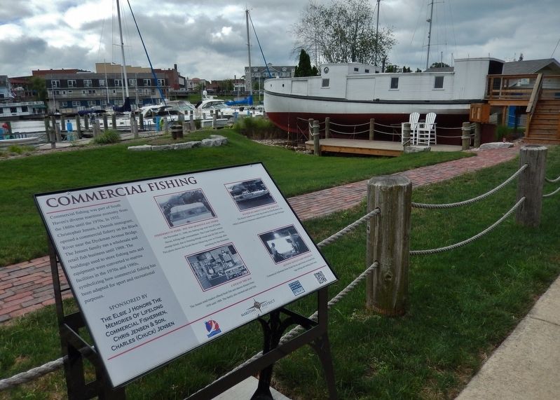 Commercial Fishing Marker (<i>wide view; South Haven Maritime Docks in background</i>). Click for full size. Commercial Fishing Marker (<i>wide view; South Haven Maritime Docks in background</i>) image. Click for full size.