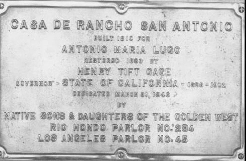 Additional Casa de Rancho San Antonio Marker from 1946 by NDGW/NSGW image. Click for full size.
