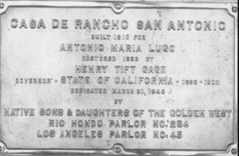 Additional Casa de Rancho San Antonio Marker from 1946 by NDGW/NSGW image. Click for full size.