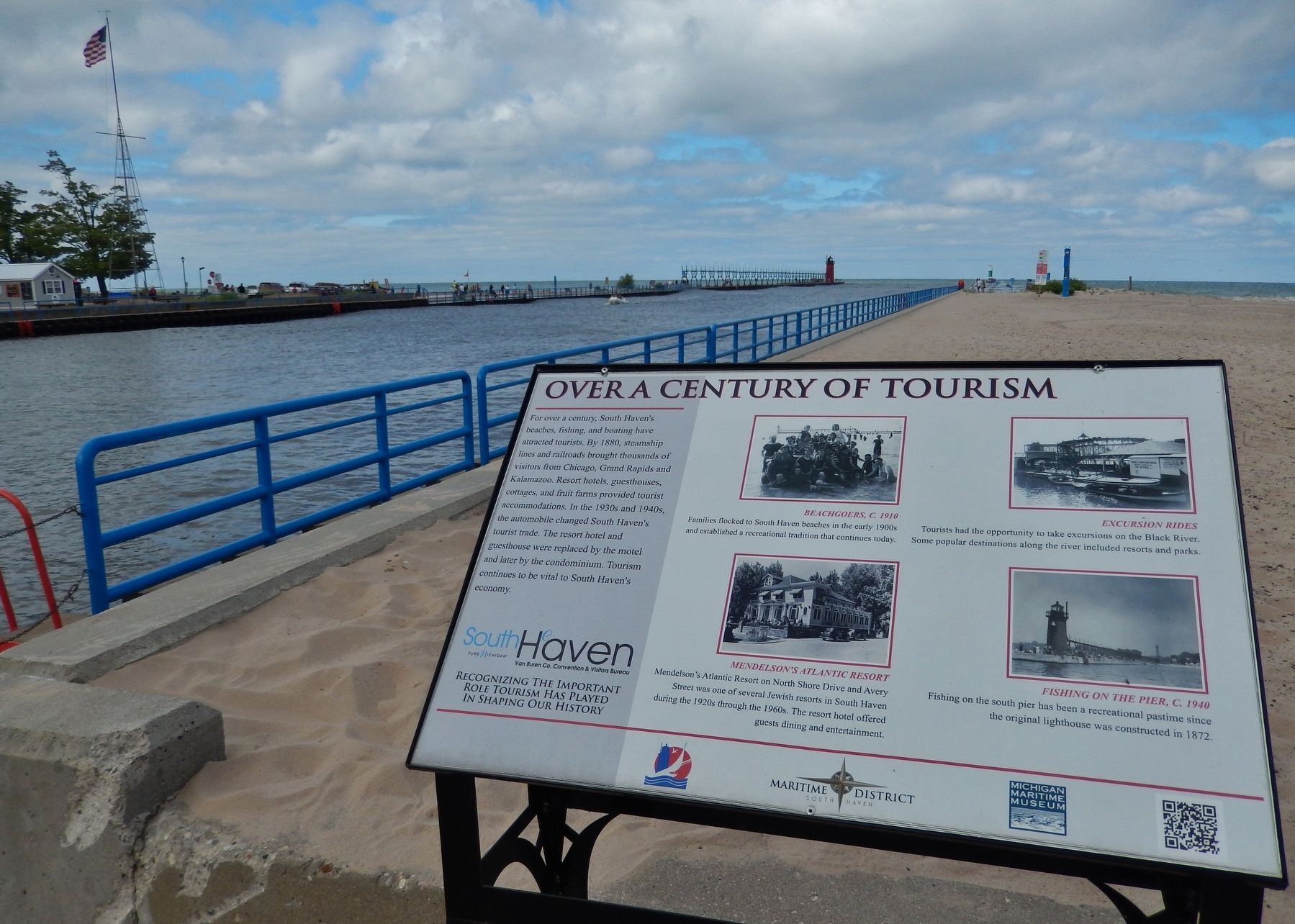 Over a Century of Tourism Marker (<i>wide view; overlooking the Black River channel</i>) image. Click for full size.