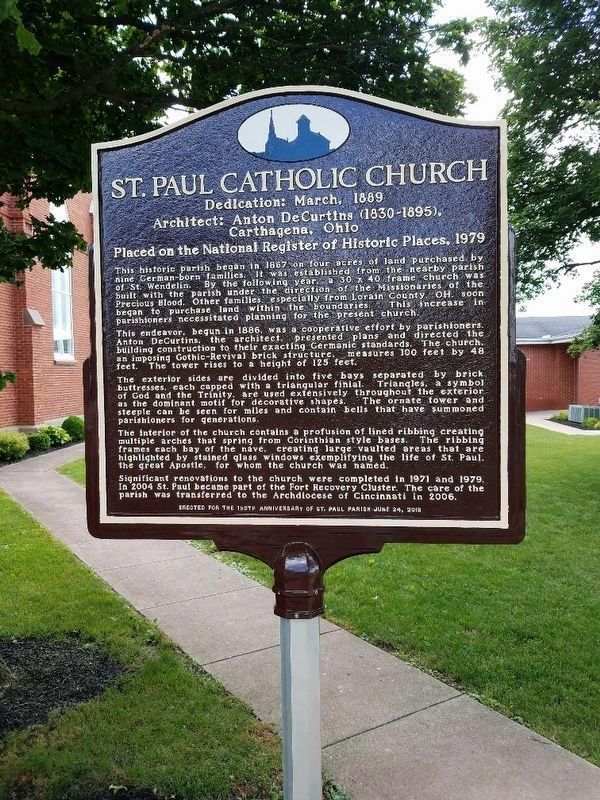 St. Paul Catholic Church , Sharpsburg (Zenz City) & Sharpsburg School Marker image. Click for full size.