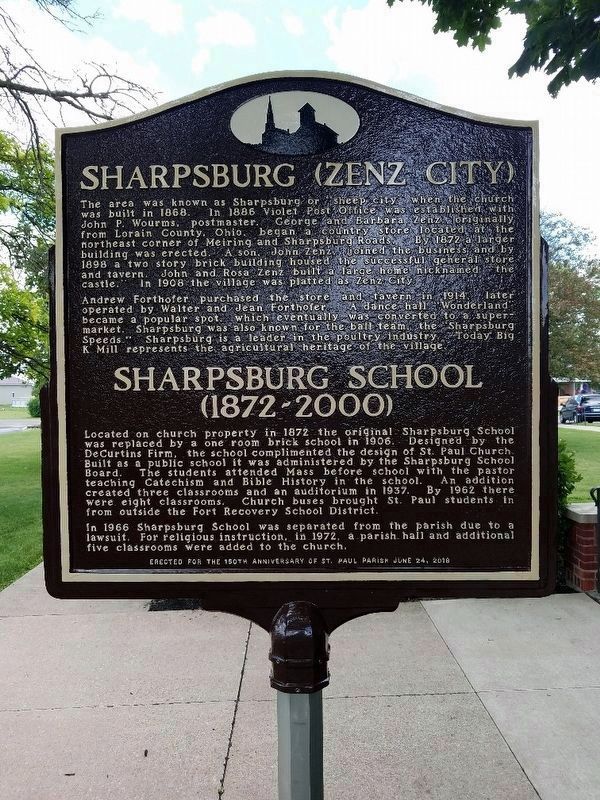 St. Paul Catholic Church, Sharpsburg (Zenz City) & Sharpsburg School Marker image. Click for full size.