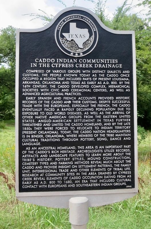 Caddo Indian Communities in the Cypress Creek Drainage Marker image. Click for full size.