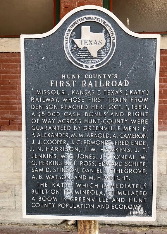 Hunt County's First Railroad Marker image. Click for full size.