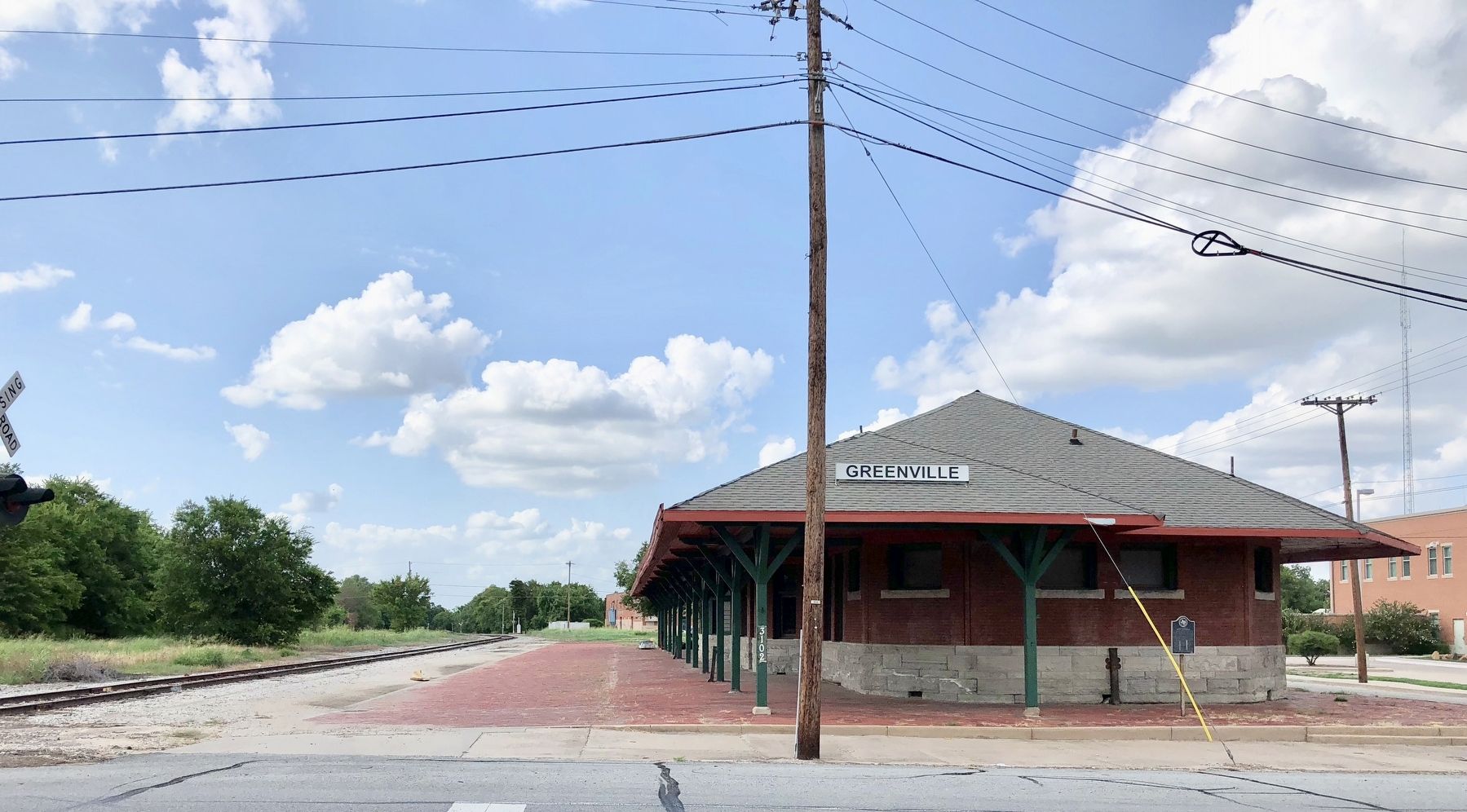Hunt County's First Railroad Marker and Greenville Train Depot. image. Click for full size.