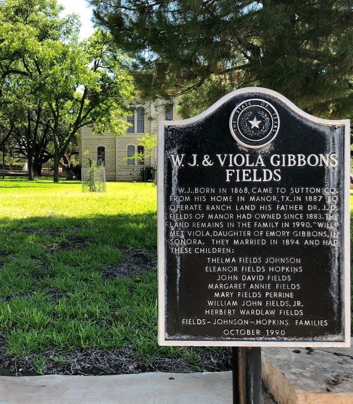 W.J. & Viola Gibbons Fields Marker image. Click for full size.
