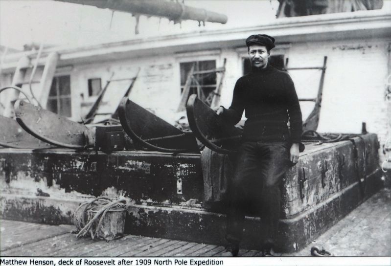 Matthew Henson on the Deck of the Roosevelt after 1909 expedition image. Click for full size.