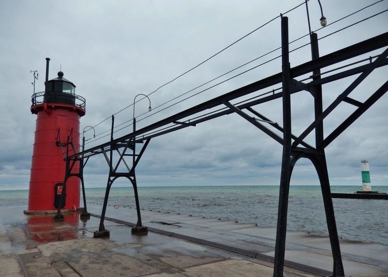 South Haven Lighthouse & Pier Catwalk. Click for full size. South Haven Lighthouse & Pier Catwalk image. Click for full size.