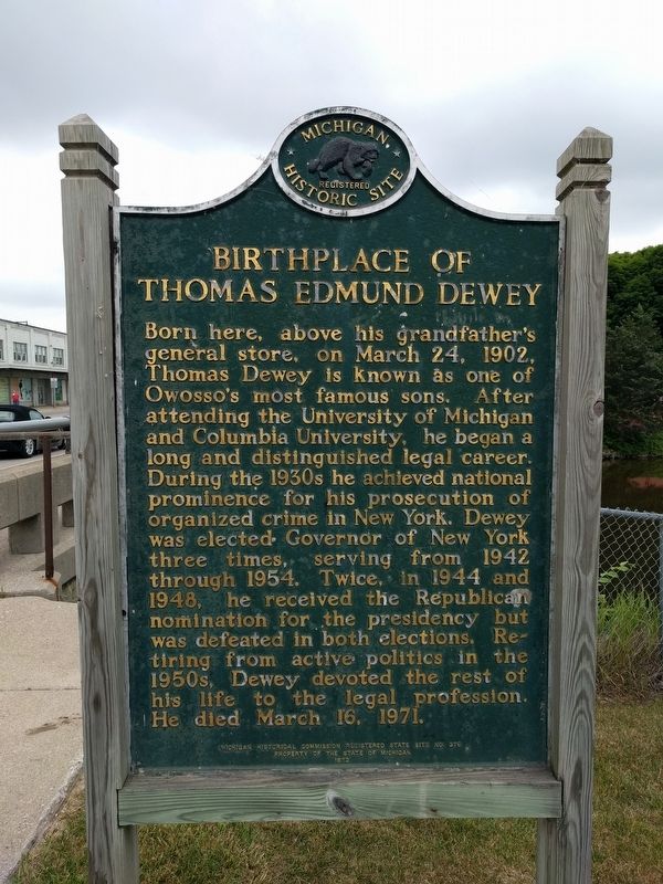 Birthplace of Thomas Edmund Dewey Marker. Click for full size. Birthplace of Thomas Edmund Dewey Marker image. Click for full size.