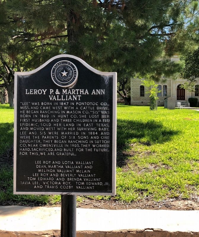 Leroy P. & Martha Ann Valliant Marker. Click for full size. Leroy P. & Martha Ann Valliant Marker image. Click for full size.