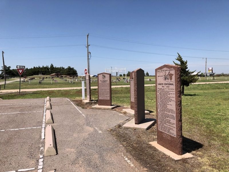 Marker is second from front, with the Holy Family & Canute Cemeteries in background. image. Click for full size.