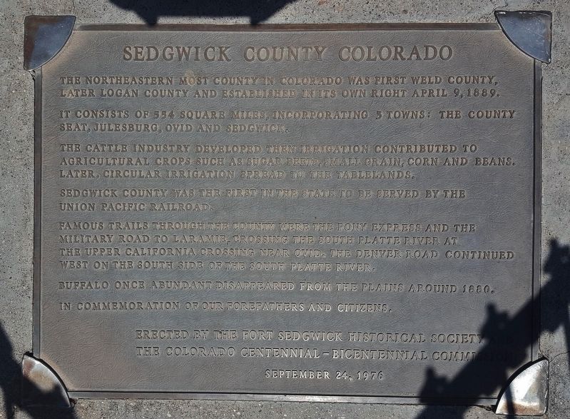 Sedgwick County Colorado Marker image. Click for full size.