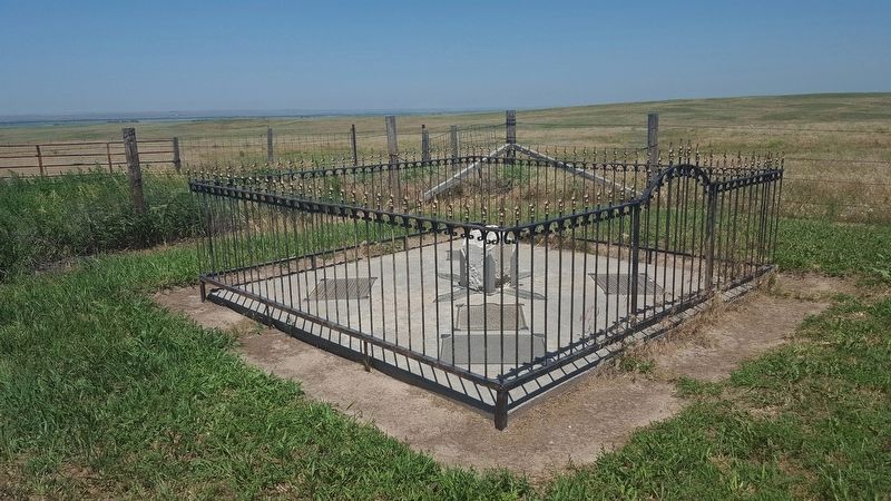 Sedgwick County Colorado Marker (<i>wide view; marker visible in foreground of fenced enclosure</i>) image. Click for full size.