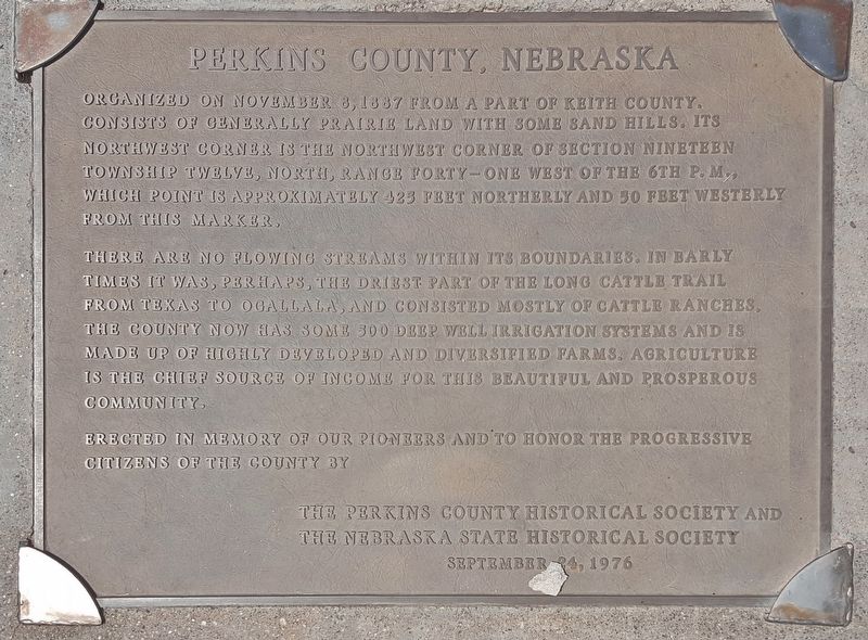 Perkins County Nebraska Marker image. Click for full size.