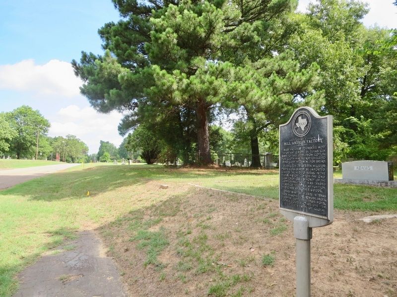 Marker is located next to the Daingerfield Cemetery (background). image. Click for full size.