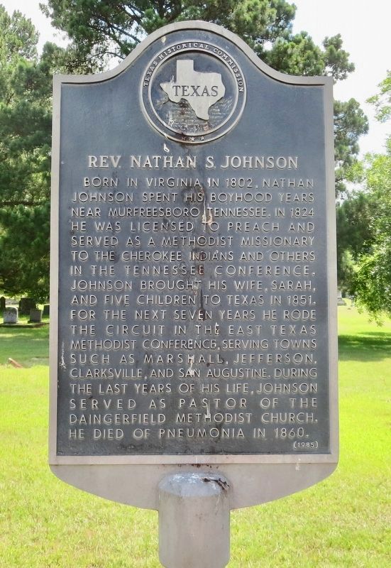 Rev. Nathan S. Johnson Marker image. Click for full size.