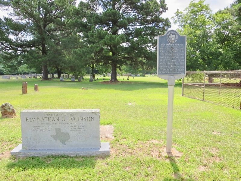 Rev. Nathan S. Johnson marker the grave marker of he and his wife. image. Click for full size.