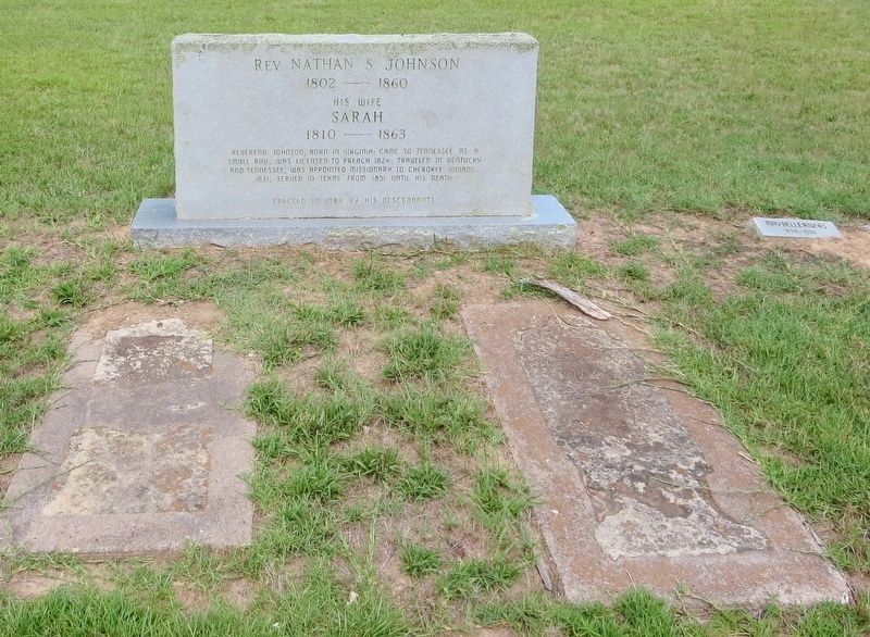 Reverse side of grave marker for Sarah Johnson. image. Click for full size.