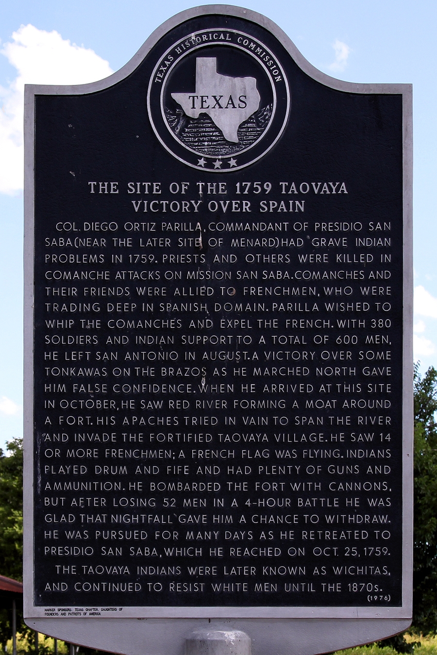 Site of the 1759 Taovayo Victory Over Spain Marker