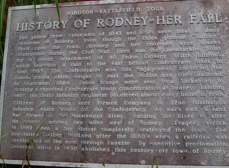 History of Rodney - Her Fall Marker image. Click for full size.