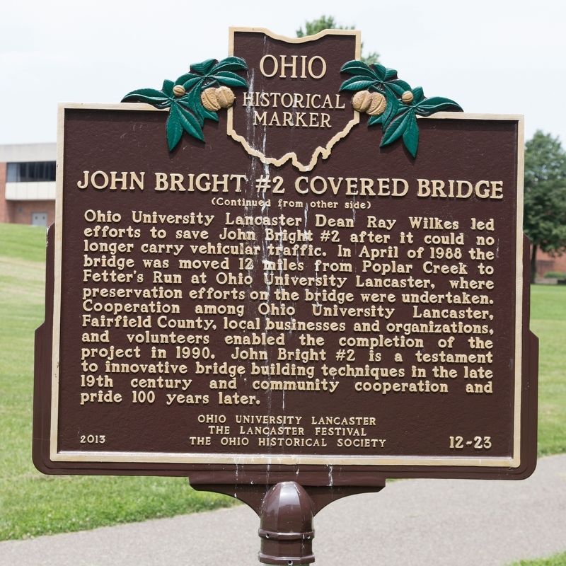 John Bright #2 Covered Bridge Marker, Side Two image. Click for full size.