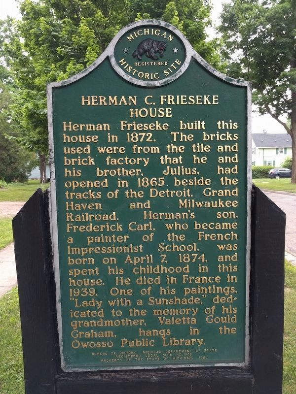 Herman C. Frieseke House / Frederick Carl Frieske Marker. Click for full size. Herman C. Frieseke House / Frederick Carl Frieske Marker image. Click for full size.