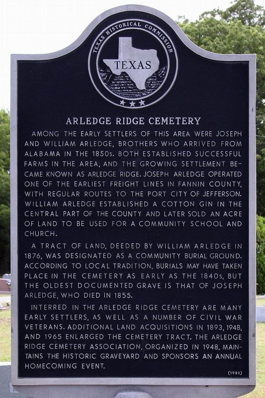 Arledge Ridge Cemetery Marker image. Click for full size.