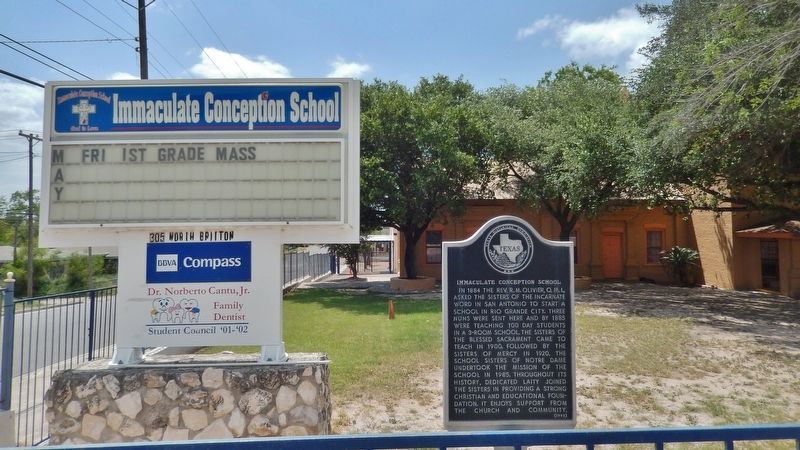 Immaculate Conception School Marker (<i>marker located beside school sign</i>) image. Click for full size.